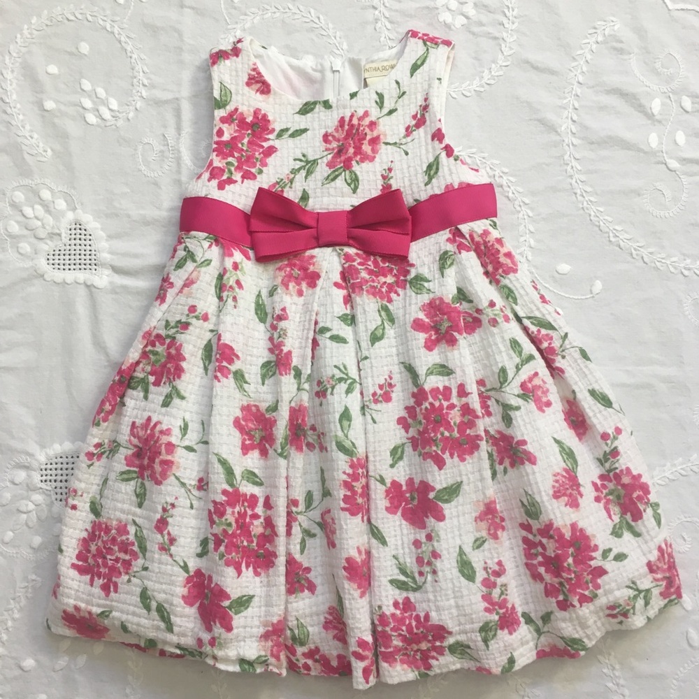 Pink Floral Print Knit Summer Dress